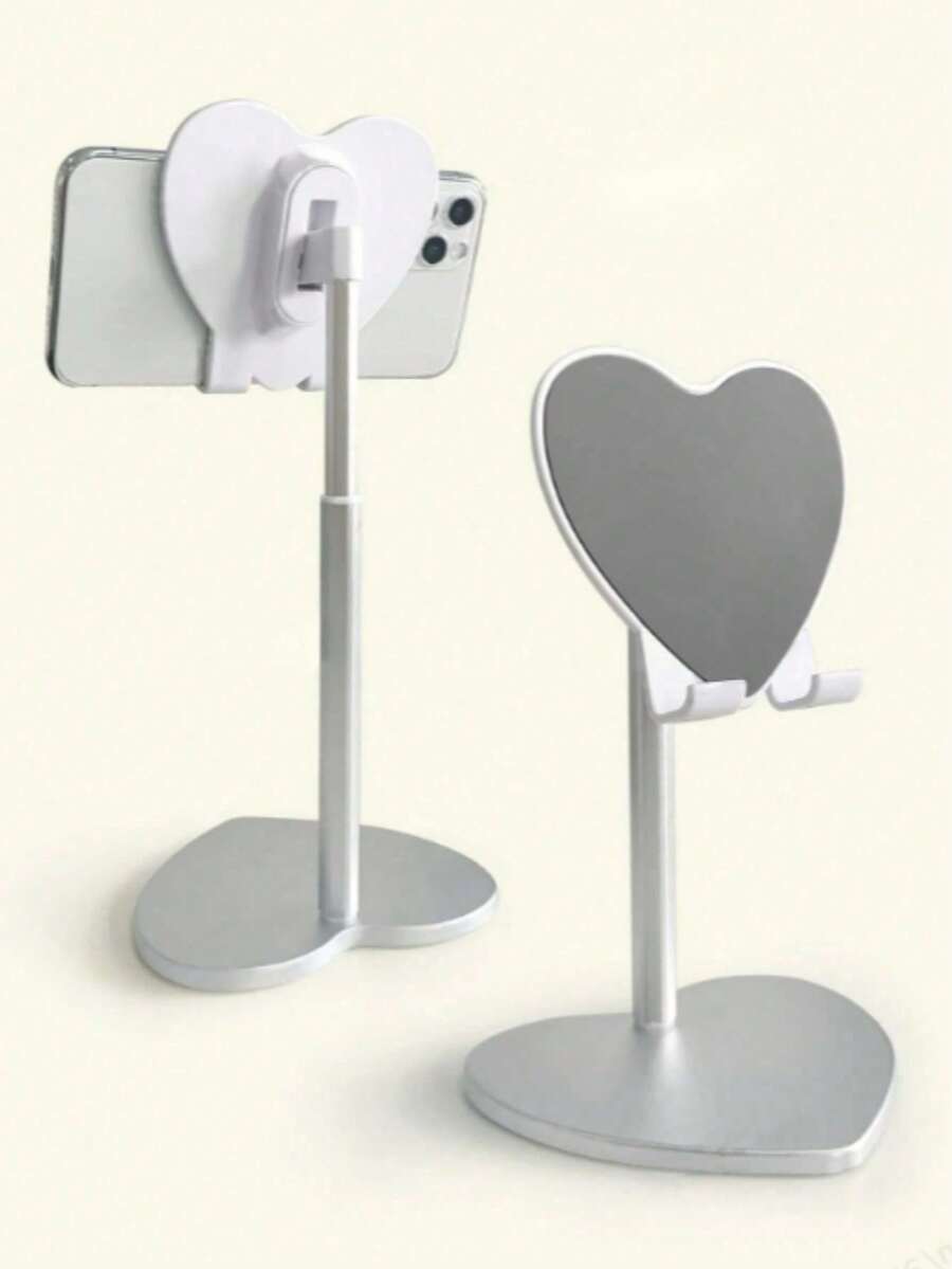 2026 New Model: Heart-Shaped Metal Desktop Stand ABS | Aluminum Alloy Portable Phone Tablet Holder | 360° Rotatable Adjustable Angle | Suitable For Desk, Bedside Table Or Car | Fashionable Cute Practical, Essential For Slouchy People, Hands-Free Easy Use | Popular Desktop Decor, Make Daily Life More Convenient And Interesting