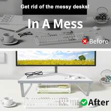 1pc Desktop Computer Monitor Stand Riser, Back To School Essential, Monitor Stand, Desktop Computer Monitor Stand, Office Desk Storage Organizer, Desktop Accessory - Multicolor - View 10