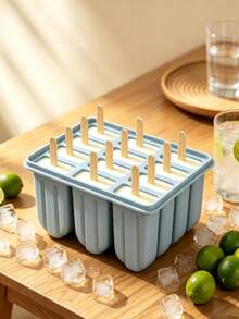 1pc 12-Cavity Silicone Popsicle Mold, Homemade Ice Cream Mold For Home Use, Suitable For Ice Cubes, Party, Travel, Wedding, Birthday, Bachelor Party, Kitchen, Kitchen Supplies, Storage, Decoration, Outdoor, Back To School (With Lid, Optional 50pcs Popsicle Sticks) - Multicolor - View 7