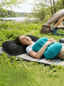 1PC Portable Foldable Inflatable Fabric Pillow,Lightweight Bed Pillow,Foldable Inflatable Pillow,Travel Pillow Camping Pillow,Backpacking,Hiking Camping Essential,Camping Accessories,Camping Gear,Providing Support For The Neck And Lower Back. - Multicolor - View 5