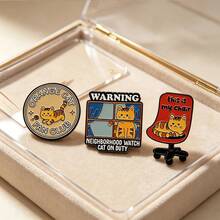 1 Pc Of Funny Home Orange Cat Enamel Brooch Monitoring Window Office Chair Cute Cat Clothing Pin Canvas Bag Decoration - Multicolor - View 12