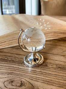1pc Mini Crystal Globe With Metal Stand, 360° Rotating Glass Globe, Desktop Decor For Home And Office, Creative Birthday Graduation Gift For Students Friends Housewarming - Crystal Ball - View 2