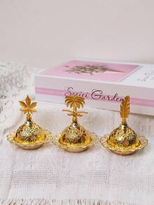 Gold-Plated Hollow Incense Holder 3 Optional Lids Luxury Home Decor Incense Burner - Multicolor - View 8