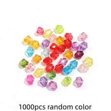 100-1000pcs Faux Crystal Rhombus Double Cone Acrylic Beads - Carved Spacer Beads, Suitable For Handmade DIY Necklace, Earrings, Bracelet Crafts, Keychain, Phone Chain Making Decoration Accessories Loose Beads - Rhomboid Cross-section - View 9