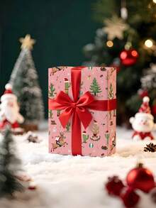 1 Roll Of Christmas Gift Wrapping Paper Featuring A Design Of Cowboy Santa Riding A Reindeer;Perfect For Christmas Gift Wrapping,Holiday Party Decor,Home Festive Decoration,DIY Craft,Festive Favour Wrapping Dimensions: 43 Cm X 300 Cm. - A - View 6