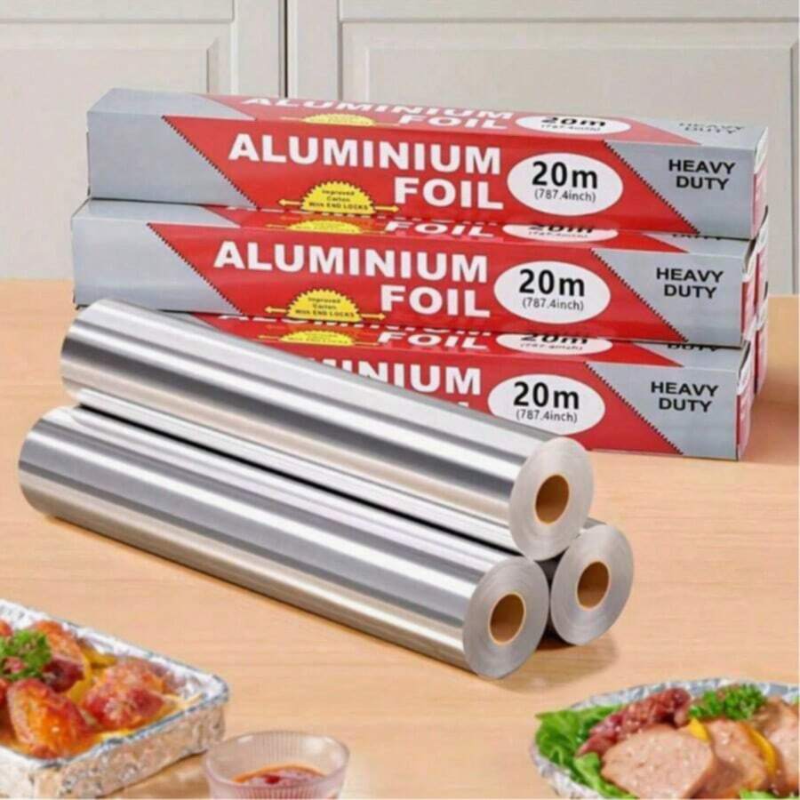 20m Heavy Duty Aluminum Foil Roll, Durable And Non-Stick Surface. Perfect For Baking, Grilling And Oven Cooking. Essential Kitchen Supplies For Daily And Holiday Meals.