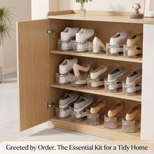 10 Pack Shoe Slots Organizer Adjustable Level Shoe Stacker Holder Storage Space Saving Sneakers Display Tray Rack For Closet (Transparent, 10 Pack) - 10pcs - View 8