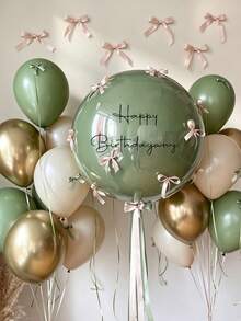 Sage Green, Metallic Gold & White Balloon Set, Suitable For Birthday Surprise, Bridal Shower, Anniversary, Room Decor, Graduation Ceremony Backdrop, Christmas, Photography Studio Background - Sage Green, Metallic Gold, and White Balloon Set - View 9