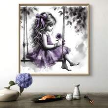 1PC DIY 5D Diamond Painting Kit Cute Girl Pattern - Round Full Drill Art Mosaic Craft, Home Wall Decor, Unframed - No Frame - View 3