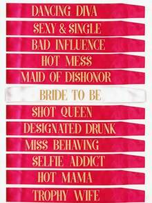 12pcs Bridal Shoulder Strap & Waist Belt Set, Bachelorette Party Fun Decorative Shoulder Straps, Wedding Team Gift Accessories (Black / Blue / Pink / Champagne) - Available In Multiple Colors - View 4