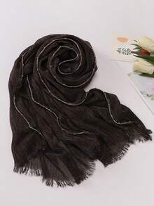 1pc New Dyed Chain Beaded Scarf, Women's Muslim Hijab, Daily Evening Wear, Beach, Sun Protection, Lightweight Soft Shawl, Holiday Gift - Multicolor - View 21