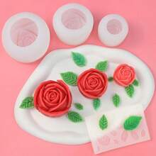 4pcs Rose Candle Mold Set, Includes Leaf-Shaped Mold, Large, Medium, Small 3D Rose Flower Silicone Mold, Suitable For Candle Making, Epoxy Resin Casting, Handmade Soap, Clay, Plaster, Home Decor And Mother's Day Gift - Flower - View 6