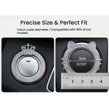 1pc Cat Ear Rhinestone Car Engine Start/Stop Button Ring, Shiny Crystal One-Touch Start Button Decorative Cover Sticker, Cute Sweet Female Car Accessory - Cute Cat Ears - View 10