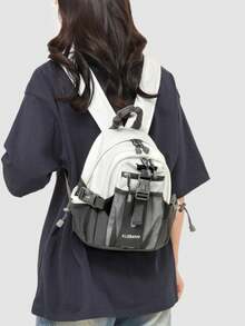 Multi-Compartment Casual Nylon Women's Backpack; Multi-Functional Commuter Day Bag; Multi-Pocket Lightweight Travel Bag; School Bag, Anti-Theft - Multicolor - View 10