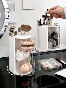 1pc Rotating Hair Accessory Storage Box - Multi-Functional Desktop Organizer, Suitable For Makeup Brushes, Combs, Hair Clips, Hair Ties, Hair Claws And Jewelry, Perfect For Vanity And Bathroom, Ideal Gift For Women And Girls, Back To School Storage Essential - Multicolor - View 5