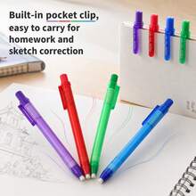 Press Eraser Pen Set, 4PCS Retractable Eraser Pens With 10 Replacement Eraser Refills, Classic & Gradient Color Pencil Eraser Pens For School, Office, Drawing, Sketching, Notes And Stationery Supplies - Multicolor - View 4