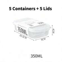 10pcs Reusable Food Storage Container Set, 5 Containers + 5 Lids, Fridge Storage Boxes, Freezer Food Containers With Lids, Stackable, Food Preservation Boxes, Meat Freezer Containers, Fruit Freshness Boxes, Bento Boxes - Multicolor - View 9