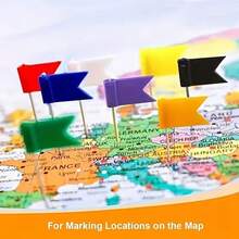 Colorful Flag Push Pins, Suitable For Cork Boards And Maps, Red Flag Push Pins For Marking; Colorful Flag Push Pins Suitable For Schools, Students, Offices And Blackboards. - Colorful Bunting Flags - View 1