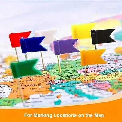 Colorful Flag Push Pins, Suitable For Cork Boards And Maps, Red Flag Push Pins For Marking; Colorful Flag Push Pins Suitable For Schools, Students, Offices And Blackboards.