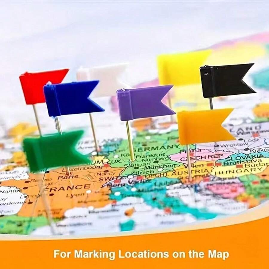 Colorful Flag Push Pins, Suitable For Cork Boards And Maps, Red Flag Push Pins For Marking; Colorful Flag Push Pins Suitable For Schools, Students, Offices And Blackboards. - Colorful Bunting Flags - View 1