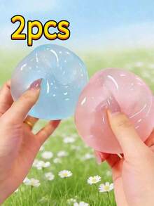 1/2Pcs Malleable Slow Rebound Blue Coconut Oil Squeeze Ball, 6cm Malt Textured Handmade Squishy Fidget Toy, Ultra Soft Moldable Decompression Ball, Creamy Texture Sensory Fidget Gadget For Anxiety & Tension Relief - Multicolor - View 7