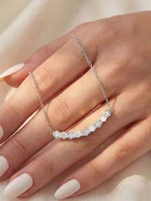 1pc Ring, 1pc Pure Silver Necklace, Minimalist Elegant Honeycomb Set, Highlight Your Exquisite, Romantic And Versatile Elegance - Honeycomb Necklace and Ring Set - View 7