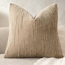 Textured Plaid Throw Pillow Cover, Neutral Beige Square Decorative Cushion Case, Soft Woven Pillowcase, Suitable For Sofa, Bench, Bed, Living Room And Bedroom Decor, 18x18 Inches - Beige - View 13
