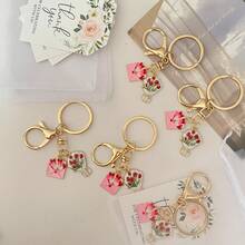36pcs/12sets-12pcs/4sets Pink Envelope Handheld Flower Keychain Set - Includes Keychains, Gift Bags And Thank You Cards, Suitable As Holiday/Graduation/Back To School/Wedding/Birthday Gifts For Family And Friends, Or As Party Favors. - View 4