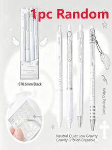 1/4pcs Angel Retractable Neutral Gel Pens, 0.5mm Low Center Of Gravity Smooth Writing Pens, Suitable For Students, Teachers, Office Staff And Business Use, Random Color, Back To School - Multiple Styles - View 13