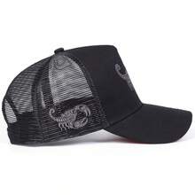 1pc Men's Trucker Hat With Scorpion Embroidery Cartoon Baseball Cap Street Fashion 5-Panel Hat Outdoor Sun Protection Casual Cap Spring Autumn Travel Beach Vacation - Black - View 4