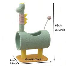 Dopamine Home Decor Pet Style Macaron Color All-In-One Cat Tree, Includes Comfortable Cat Bed And Hanging Tea Ball, Double Layer Minimalist All-In-One Cat Tree - Mint Green - View 2