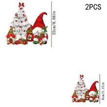 1/2/3PCS Water-Washable Heat Transfer Prints, White Christmas Tree With Gnome, Gift Box, Bow, HO-HO Text And Star Elements, Cartoon Retro Style Christmas Pattern, Suitable For T-Shirts, Bags, Pillows - Multicolor - View 3