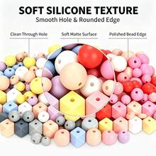 210pcs/Set Macaron Silicone Beads Mix Set Focal Spacer Beads DIY Jewelry Craft Accessories For Necklace Bracelet Keychain ID Lanyard Beading Supplies - Mixed Set a - View 4