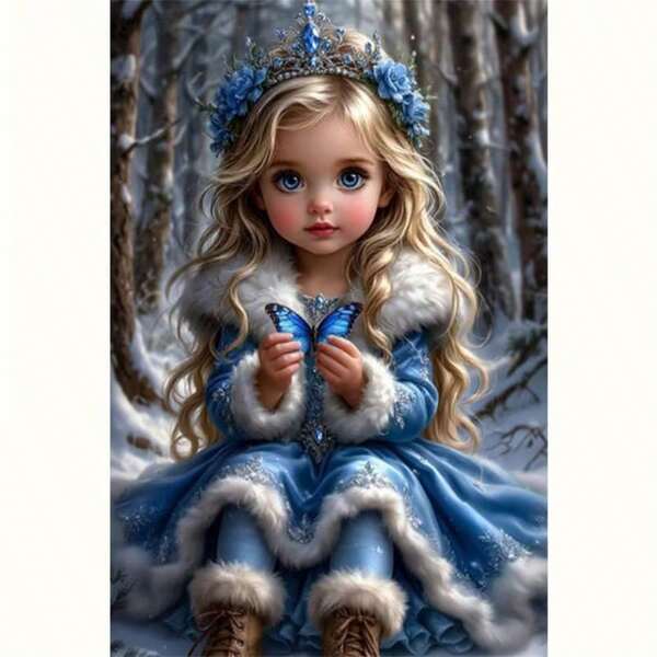 1PC DIY 5D Diamond Painting Kit Cute Girl Pattern - Round Full Diamond Art Mosaic Craft, Home Wall Decor, Unframed