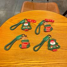 1pc Santa Claus Keychain, Festive Christmas Style Red And Brown Classic Color Cartoon Santa Claus Modeling Fine Printing Edging Ornaments Storage Christmas Pendant Backpack Decoration, Car Key Accessories, Christmas Gift Exchange Small Gifts. - one-size - View 2