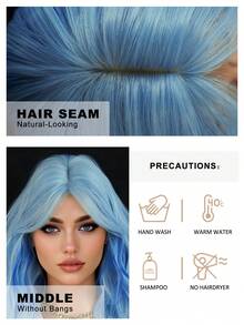 7JHH WIGS Shoulder-Length Wavy Bob Wigs For Women 14 Inch Short Curly Middle Part Wig With Curtain Bangs, Natural-Looking Synthetic Heat-Resistant Fiber Wig For Party Cosplay Use ( Blue, Pink, Red, Brown ) - Multicolor - View 6