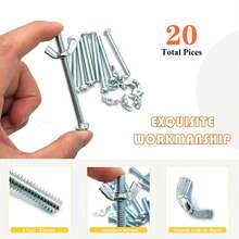Matrelt 20Pack 1/4"-20 X3 Screw Bolts And Wing Nut Kit 10pcs Machine Screws With Round Head  10pcs Butterfly Hand Twist Tighten Nut Zinc - ColorE - View 4