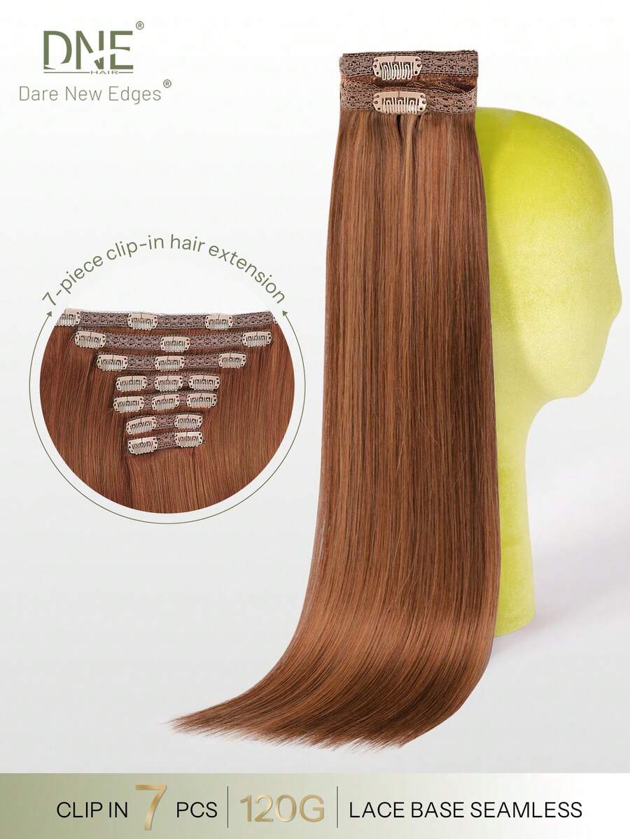 DNE HAIR 7件組 120G 33# 紅褐色夾式接髮片,雙層隱形夾式髮片,Remy髮,無縫柔軟厚髮尾,防脫落可重複使用,適合細髮,適用沙龍日常婚禮派對造型,女款與女孩適用 - S33 - 查看 1