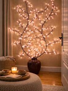 1pc Cherry Blossom Branch Shaped LED Wall Light, USB Powered, 8 Lighting Modes, Flexible Willow Branch Design, Floral Wall Decor, Suitable For Bedroom, Home, Wedding Decoration And Holiday Party Decoration. - Multicolor - View 6