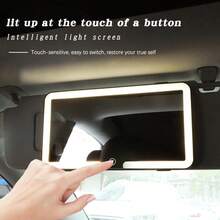 LED Detachable Car Makeup Mirror With Light - Convenient Passenger Side Interior Vanity Mirror, Suitable For Quick Touch-Ups, Compatible With Various Vehicles, Car Mirror Hanging Accessory - A - 查看 2