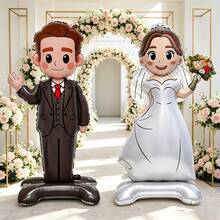 1PC Large Standing Groom & Bride Aluminum Foil Balloon, Suitable For Wedding, Birthday, Anniversary Decoration Balloon, Holiday Photography Prop - Bride and Groom - View 3