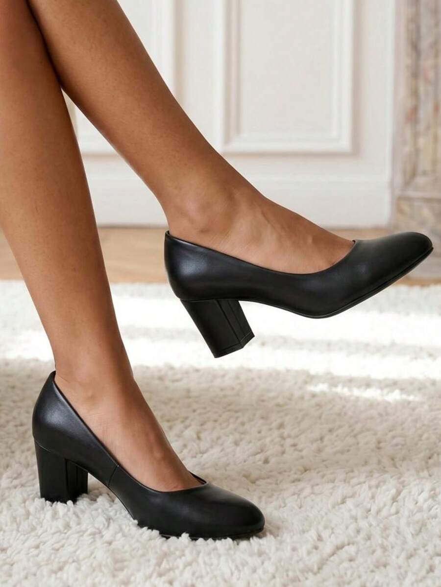 Fashionable & Comfortable Pointed Toe Elegant High Heel Shoes For Daily Wear - Black - View 1