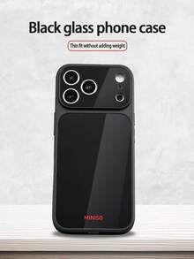 Miniso 授權壓克力雙鏡大窗手機殼 1 個/情人節極簡純色商務防摔萬用雙層保護，適用於 Apple AIR/17ProMax/17Pro/17/15ProMax/15Pro/15Plus/15/XSMax/XR/X/7Plus/7/16ProMax/16Pro/16Plus/16/14ProMax/14Pro/14Plus/14/13ProMax/13Pro/13/12ProMax/12Pro/12/11ProMax/11/15ProMax 系列手機殼 - 黑色 - 查看 3