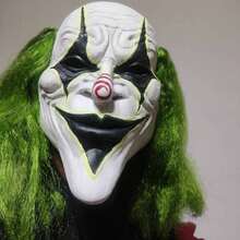 1pc Halloween Joker Mask With Green Wig, Adult Horror Killer Cosplay Role Play Mask - Multicolor - View 3