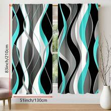 2pcs/Set Multi-Color Modern Abstract Line Design Curtains - Rod Pocket Design, Privacy Protection, Easy Installation, Suitable For Bedroom, Living Room, Bathroom And Other Daily Decor, Machine Washable, Digital Print, 100% Polyester Material, Good Light Transmission, Decorative Sheer Curtains, 90g/Sqm - Multicolor - View 10