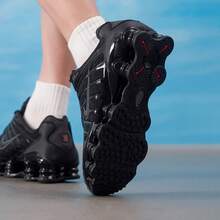 Nike New Low-Top Comfortable Breathable Running Cushioning SHOX TL Casual Shoes - Black - View 7