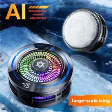 1 buah Kipas Pendingin Ponsel Digital AI Hitam Semikonduktor Pembuat Es Magnetik + Klip Belakang untuk Android, Apple, Tablet, Perangkat Pendingin untuk Gaming, Hiburan, Live Streaming, Efek Cahaya RGB, Teknologi Pendinginan 5V3A - MultiWarna - View 3