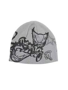 1pc Or 2pcs Gothic Style Men's Embroidered Scarf & Knit Hat, Fashion Street Ski Hat, Warm And Versatile, Suitable For Cold Weather, Loose Fit - Multicolor - View 13