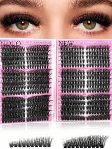YIDUO 3 Boxes 1686pcs Mixed Cluster Eyelash Extension Set, Fine Large Curl And Lower Lash Volumizing Soft Faux Mink Single Lash, Includes 2x Adhesive, Sealer And Remover, Suitable For Beginner Women Daily Makeup Gift - Multicolor - View 10