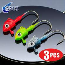 ANFS 3pcs 0.35oz/0.52OZ Lead Head Hook, Fishing Hooks For Swimbait, Barbed Sharp Hooks - Multicolor - View 2